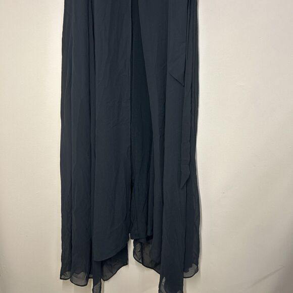 NWT ADRIANNA PAPELL Jersey Chiffon-Overlay Jumpsuit Black Sz 12 $179 On Tag - Picture 2 of 10